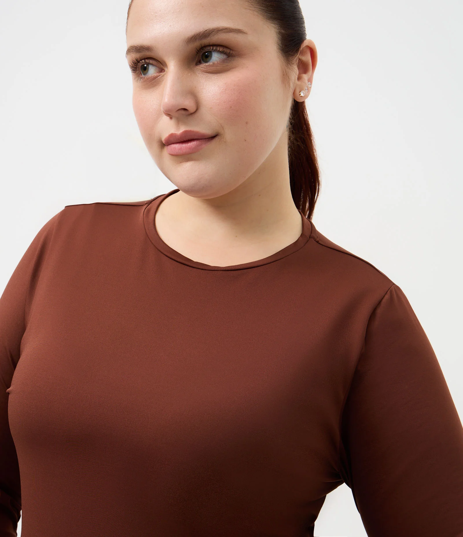 Blusa Esportiva Manga Longa Térmica Curve & Plus Size Marrom 2