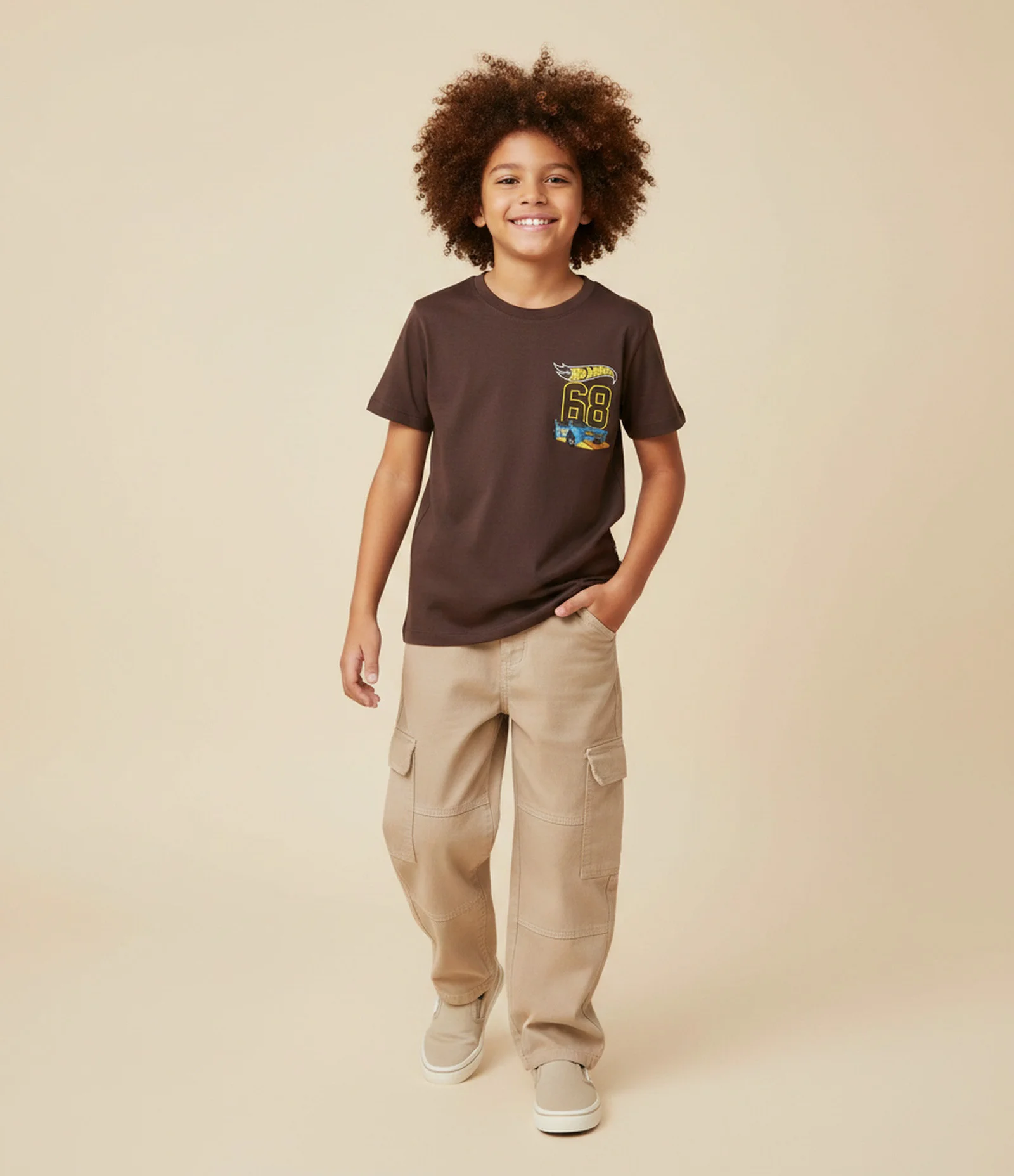 Camiseta Infantil Hot Wheels com Silk – Tam 3 a 8 Anos Marrom 1