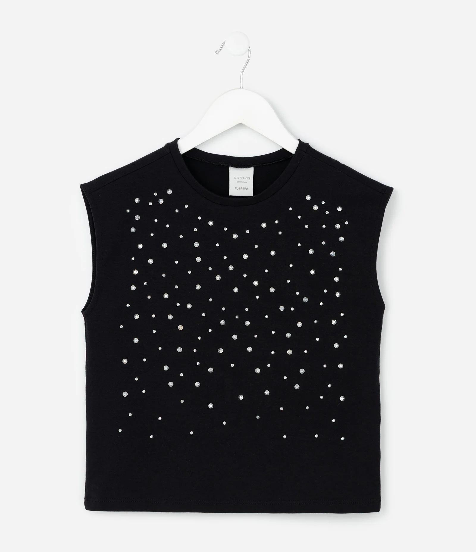 Blusa Infantil Sem Manga com Hot Fix - Tam  5 a 14 Anos Preto 1