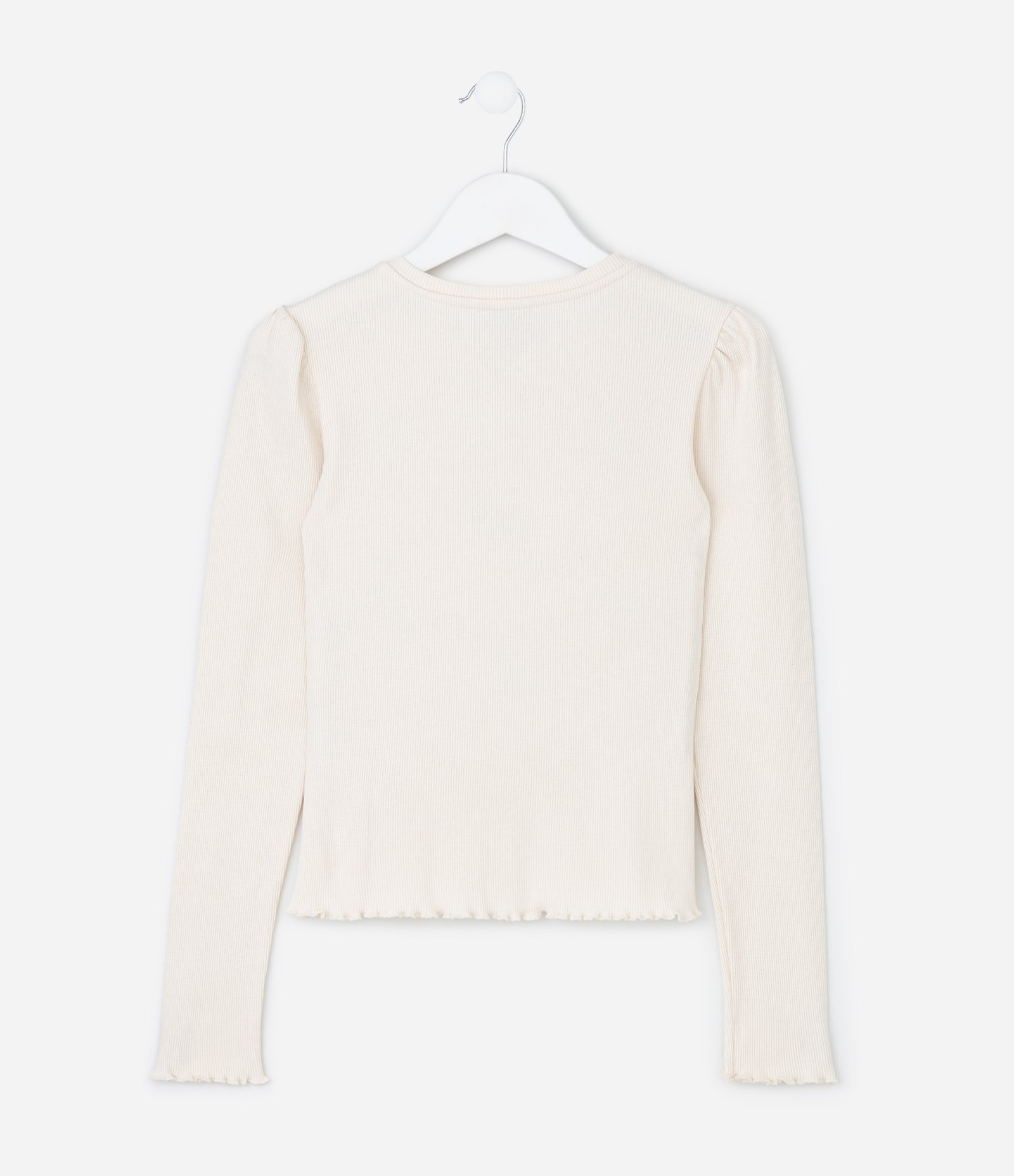 Blusa Infantil Baby Look com Bordado de Laços – Tam 5 a 14 Anos Bege Claro 2