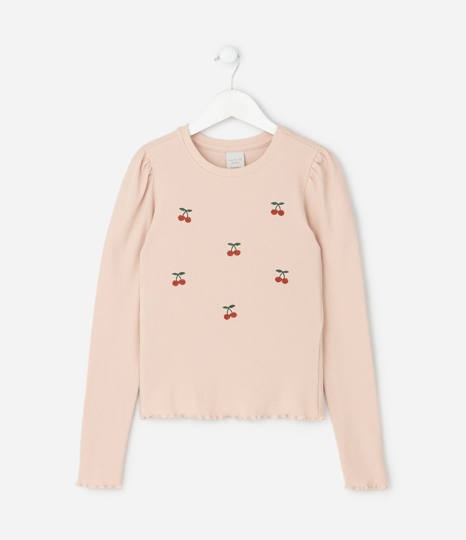 Blusa Infantil Baby Look com Bordado Cerejas – Tam 5 a 14 Anos Rosa Claro 2