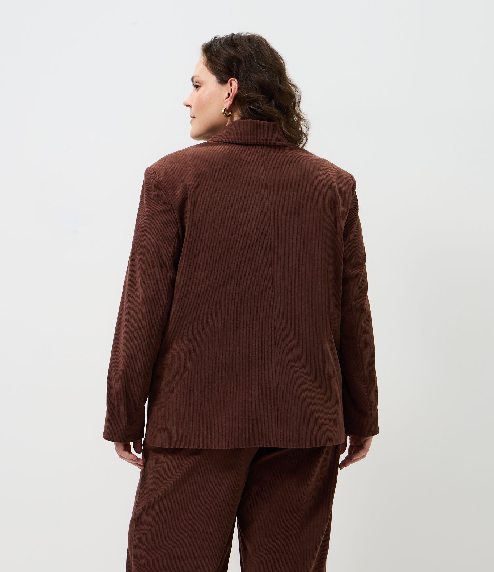 Blazer Veludo Cotelê Vintage Curve & Plus Size Marrom 4
