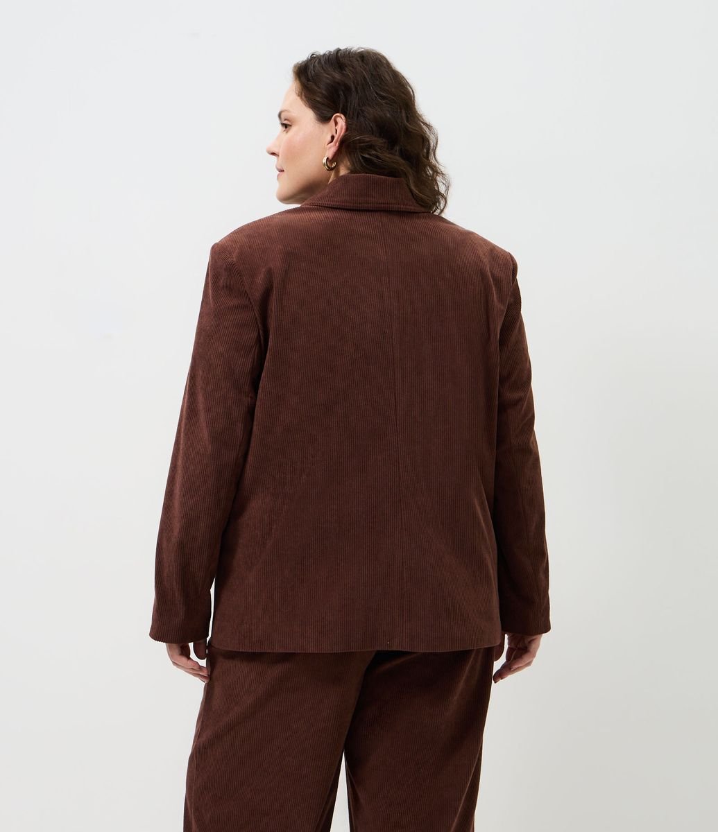 Blazer Veludo Cotelê Vintage Curve & Plus Size Marrom