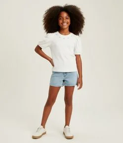 Blusa Infantil com Bordado Corações – Tam 5 a 14 Anos