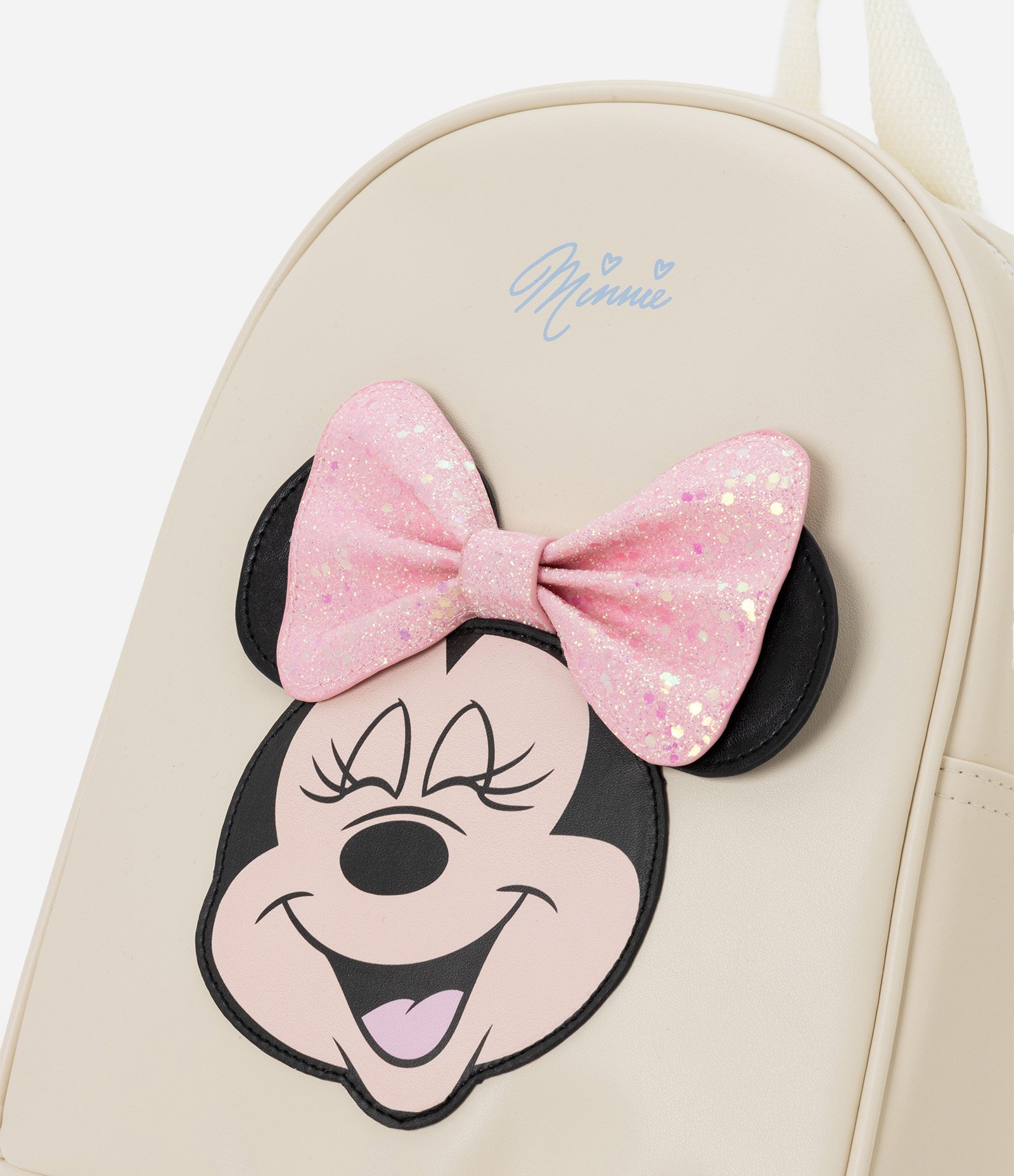 Mochila Infantil PU Minnie com Aplique e Zíper - Tam U Off White 4