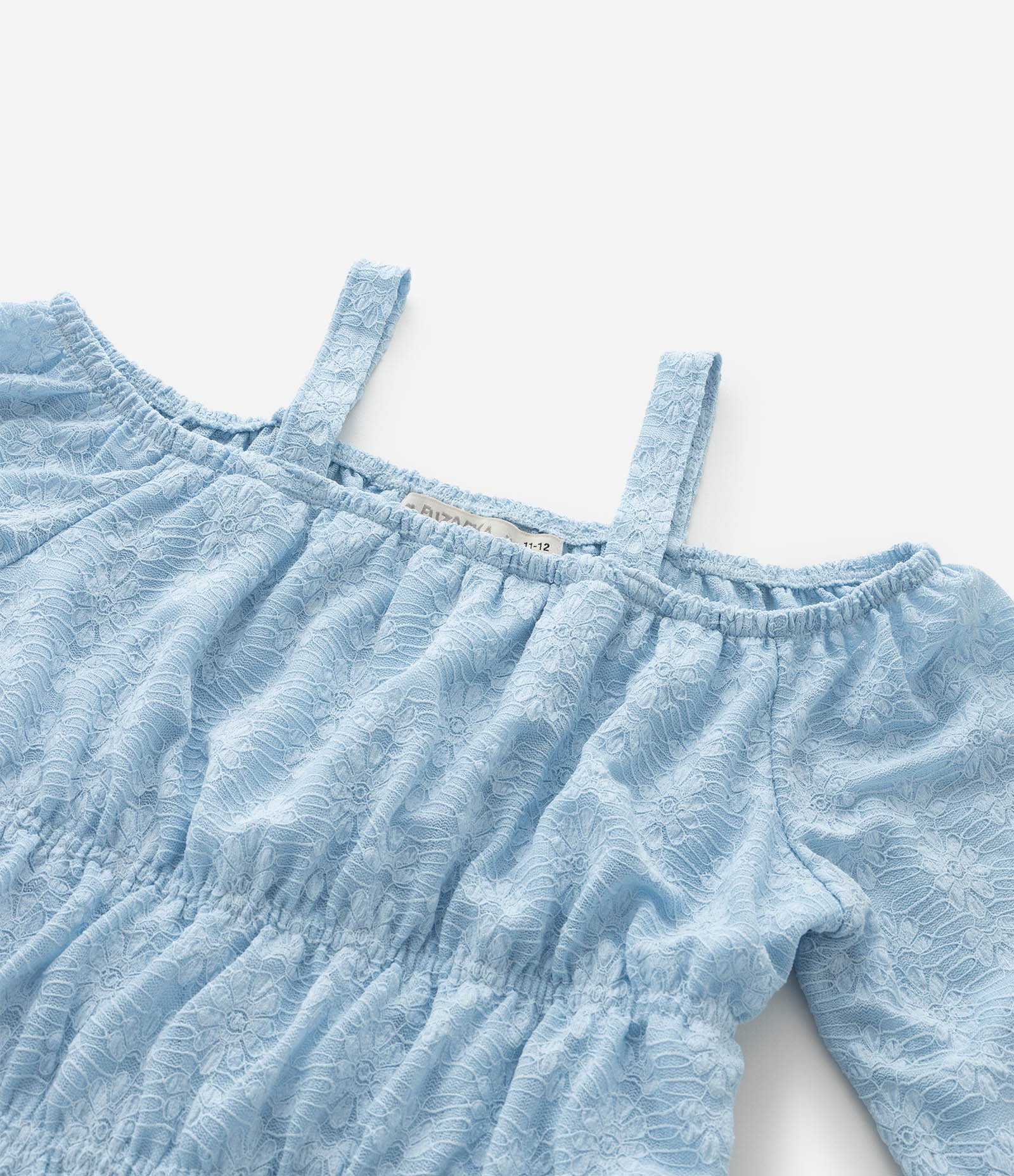 Blusa Infantil Slim Manga Longa em Renda – Tam 7 a 16 Anos Azul Claro 7