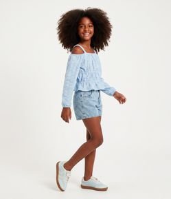 Blusa Infantil Slim Manga Longa em Renda – Tam 7 a 16 Anos