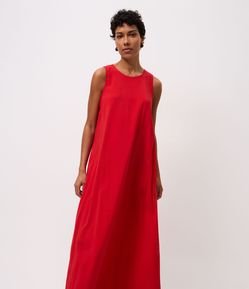 Vestido Midi com Decote Redondo