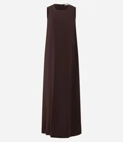 Vestido Midi com Decote Redondo e Recorte Raglan