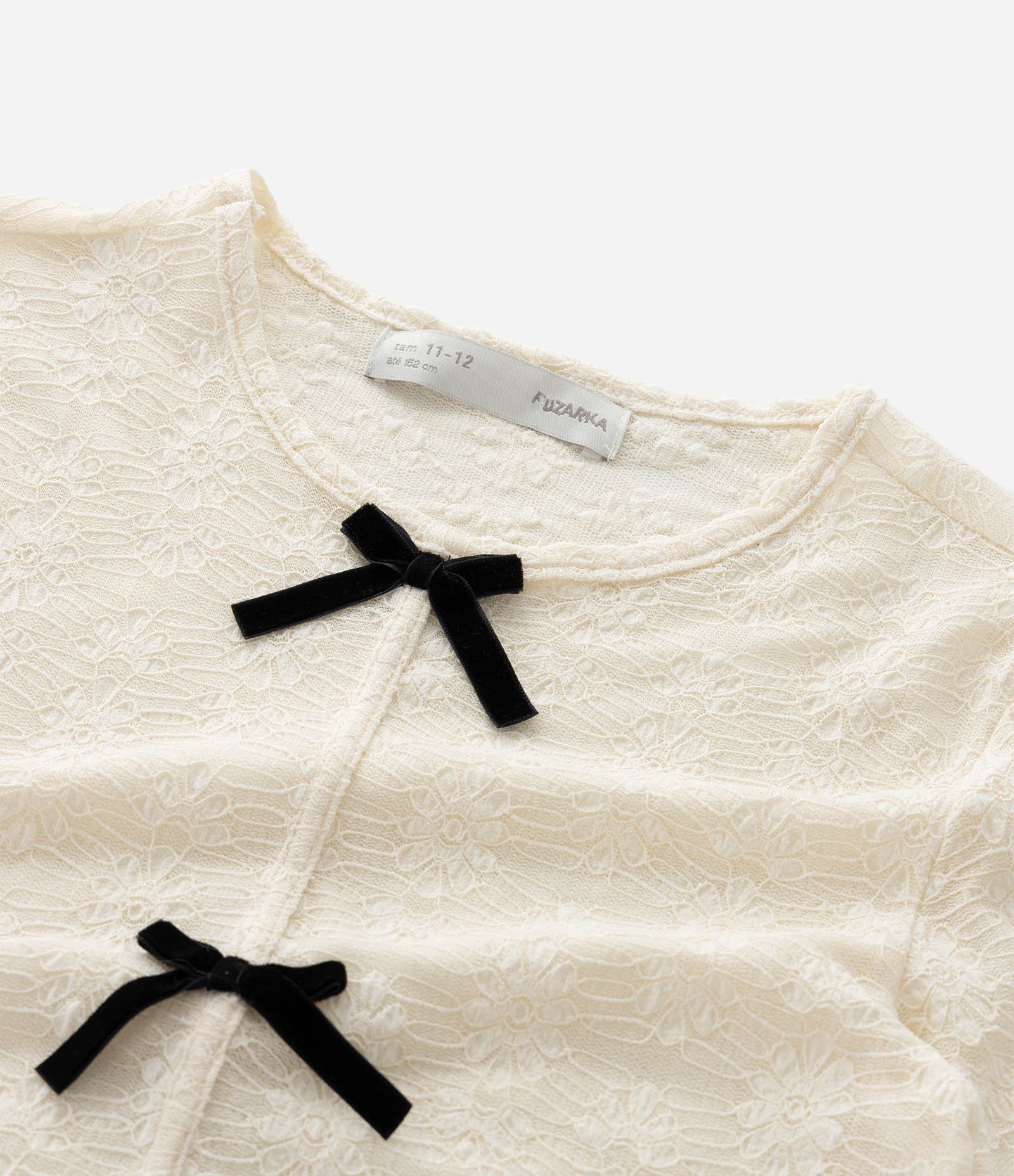 Blusa Infantil Texturizada com Laços e Regata – Tam 5 a 14 Anos Off White 9