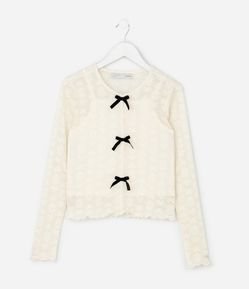 Blusa Infantil Texturizada com Laços e Regata – Tam 5 a 14 Anos