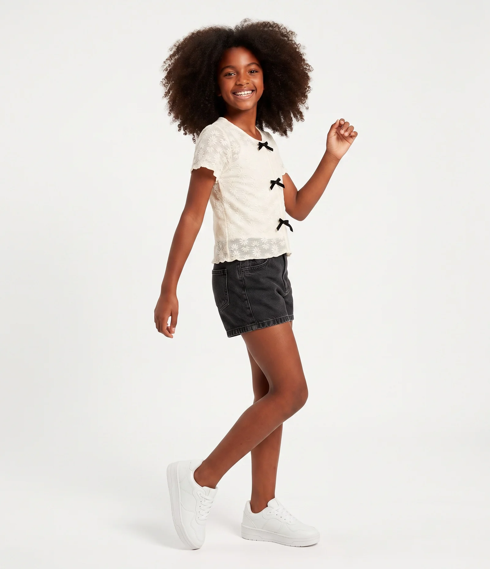 Blusa Infantil Baby Look Texturizada com Regata – Tam 5 a 14 Anos Off White 1
