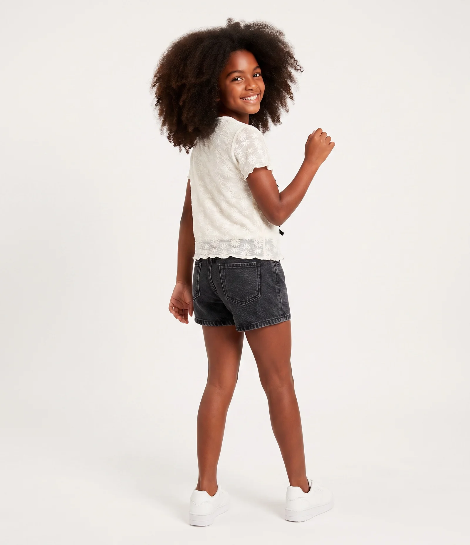 Blusa Infantil Baby Look Texturizada com Regata – Tam 5 a 14 Anos Off White 2