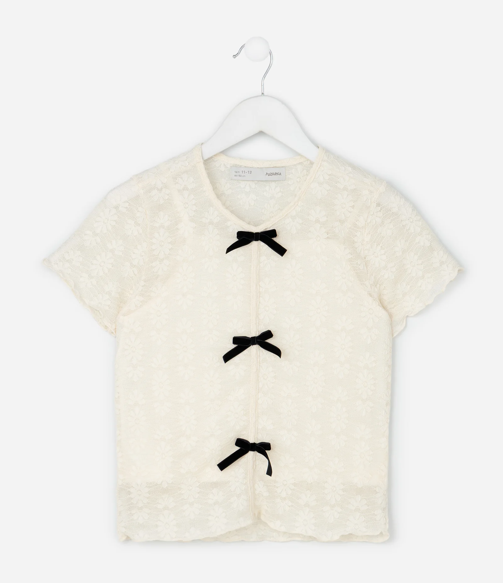 Blusa Infantil Baby Look Texturizada com Regata – Tam 5 a 14 Anos Off White 1