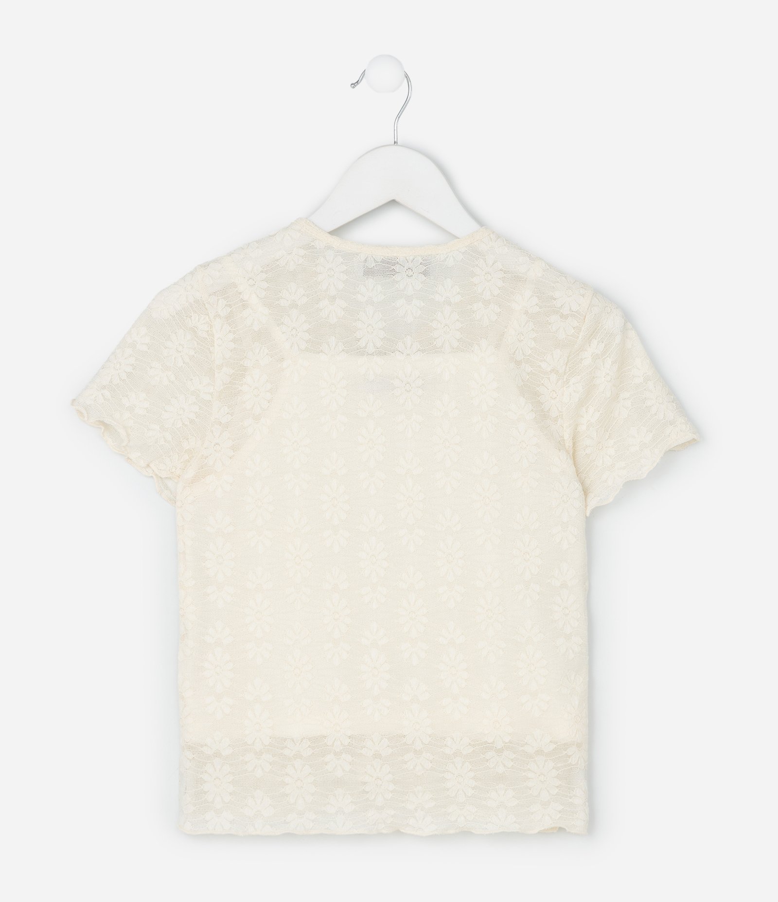 Blusa Infantil Baby Look Texturizada com Regata – Tam 5 a 14 Anos Off White 2