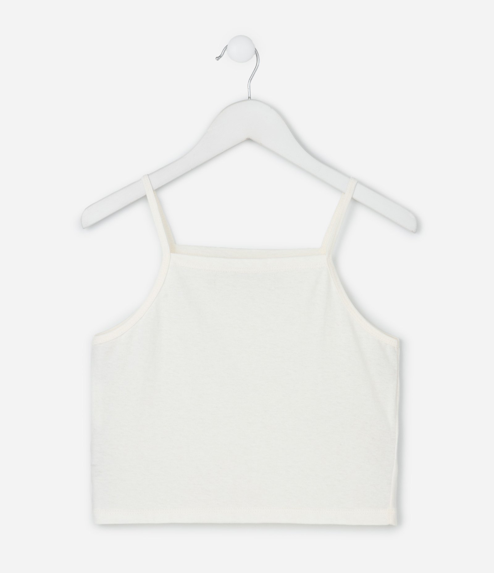 Blusa Infantil Baby Look Texturizada com Regata – Tam 5 a 14 Anos Off White 3