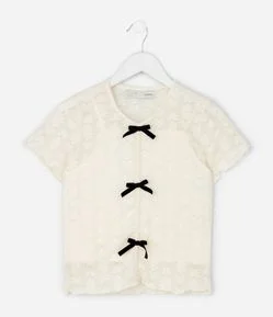 Blusa Infantil Baby Look Texturizada com Regata – Tam 5 a 14 Anos