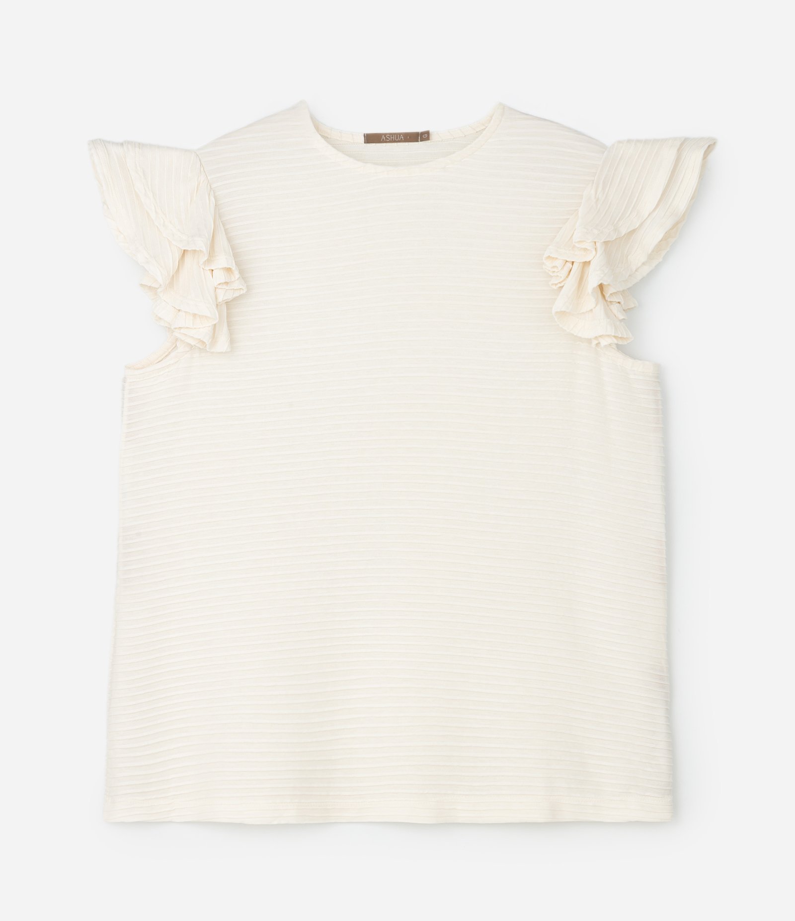 Blusa Manga Curta Texturizada com Babado Curve & Plus Size Off White 4