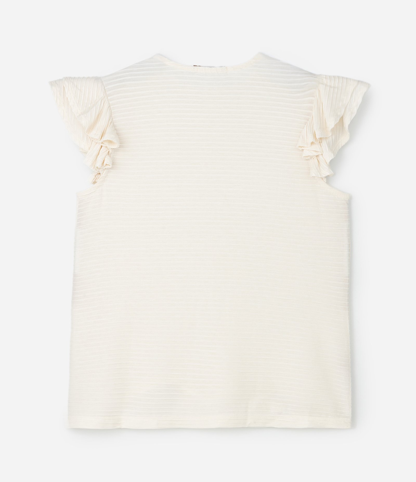 Blusa Manga Curta Texturizada com Babado Curve & Plus Size Off White 5