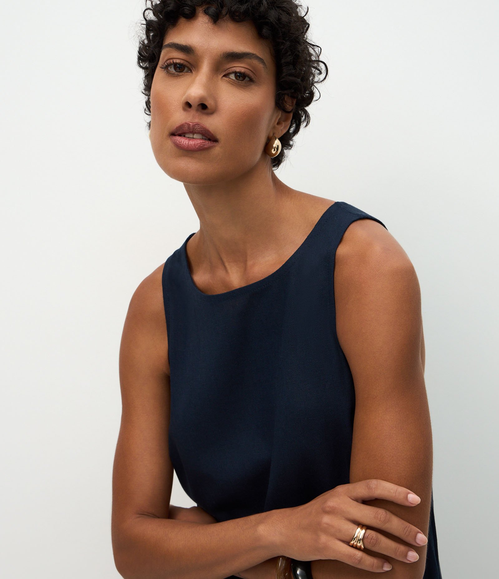 Vestido Longo em Viscolinho com Bolso Lateral Azul 3