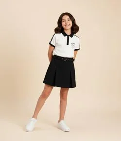 Saia Infantil em Ponto Roma com Cinto e Shorts Interno – Tam 5 a 14 Anos