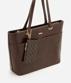 Bolsa Shopper Grande em PU com Carteira Estampada