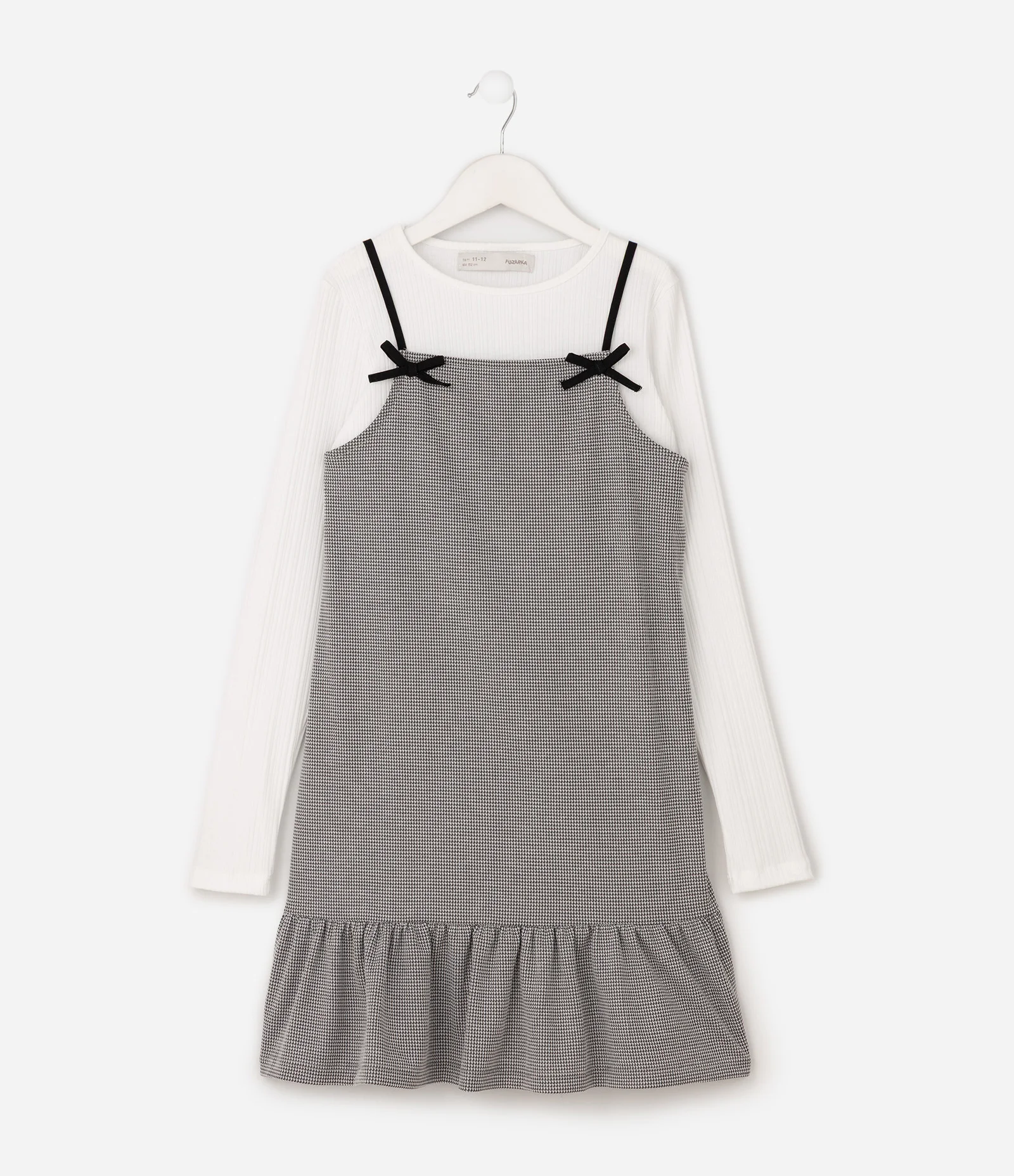 Vestido Infantil Tweed com Blusa Manga Longa - Tam 5 a 14 Anos Preto 2