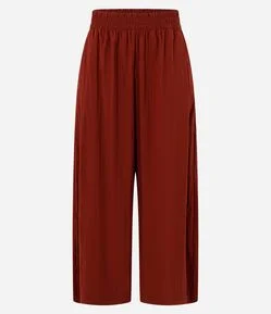 Calça Pantacourt em Tricoline com Cós Elástico