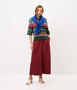 Calça Pantacourt em Tricoline com Cós Elástico