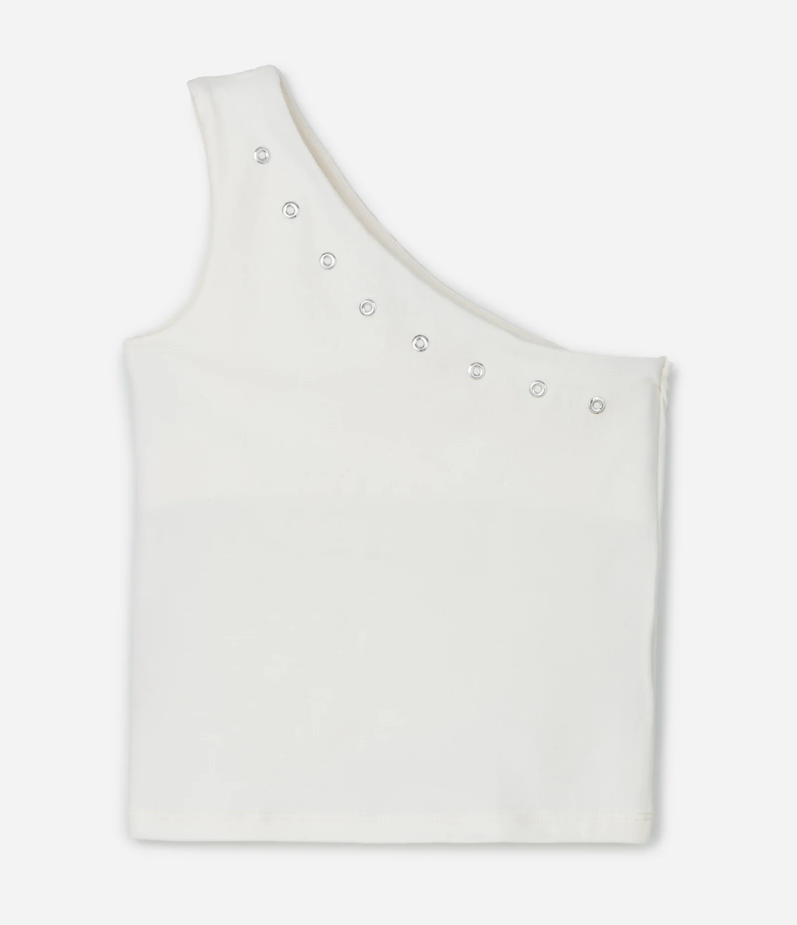 Blusa Infantil Um Ombro com Ilhoses – Tam 5 a 14 Anos Off White 1