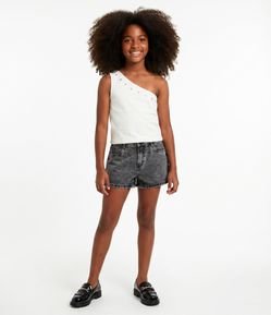Blusa Infantil Um Ombro com Ilhoses – Tam 5 a 14 Anos