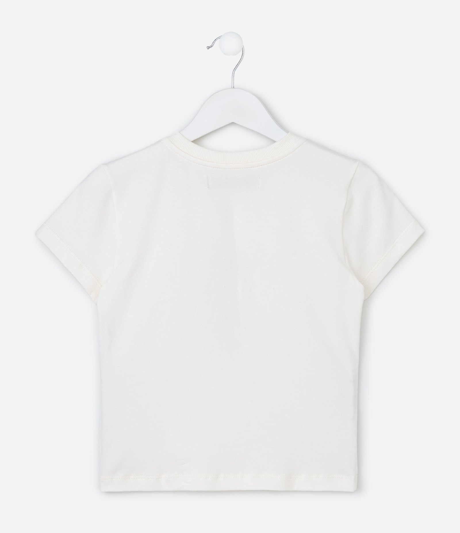 Camiseta Infantil Baby Look com Aplicação Hot Fix – Tam 5 a 16 Anos Off White 2