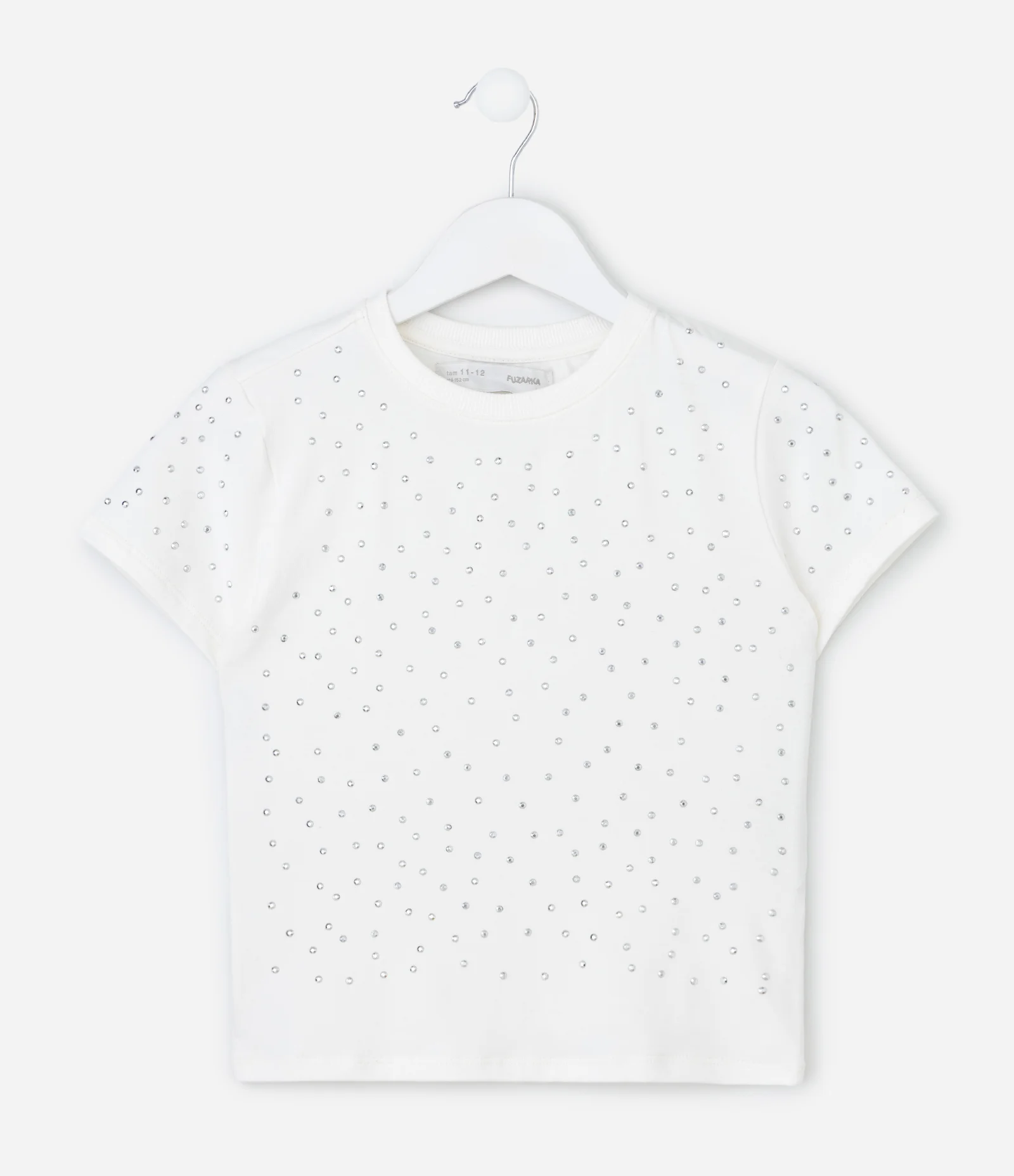 Camiseta Infantil Baby Tee com Hot Fix - Tam 7 a 16 Anos Branco 1