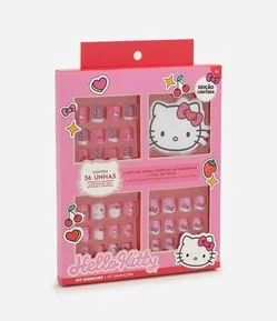 Kit De Unhas Postiças + Lixa de Unhas Alchemia Hello Kitty