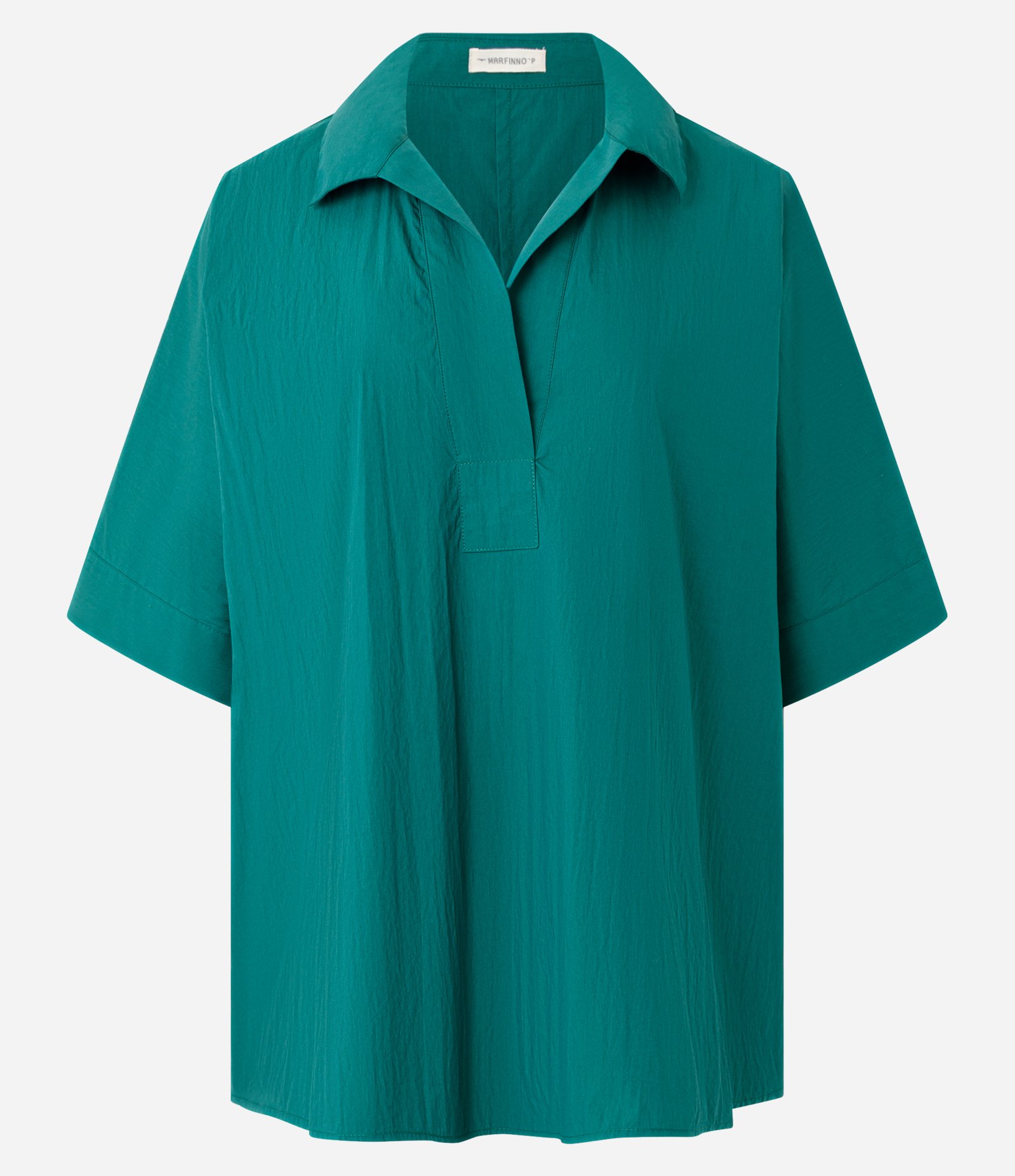 Blusa Oversized em Tricoline com Gola Clássica Verde 3