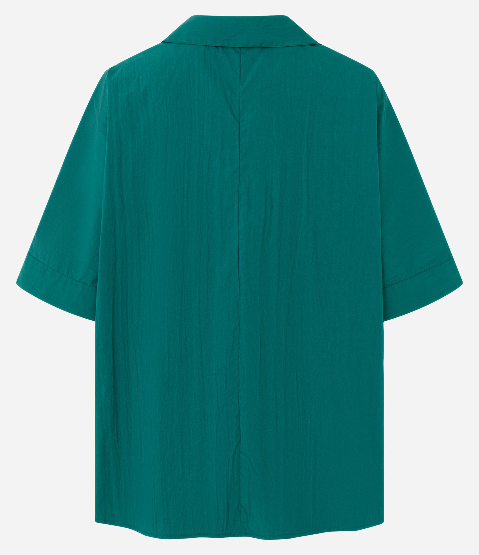 Blusa Oversized em Tricoline com Gola Clássica Verde 4