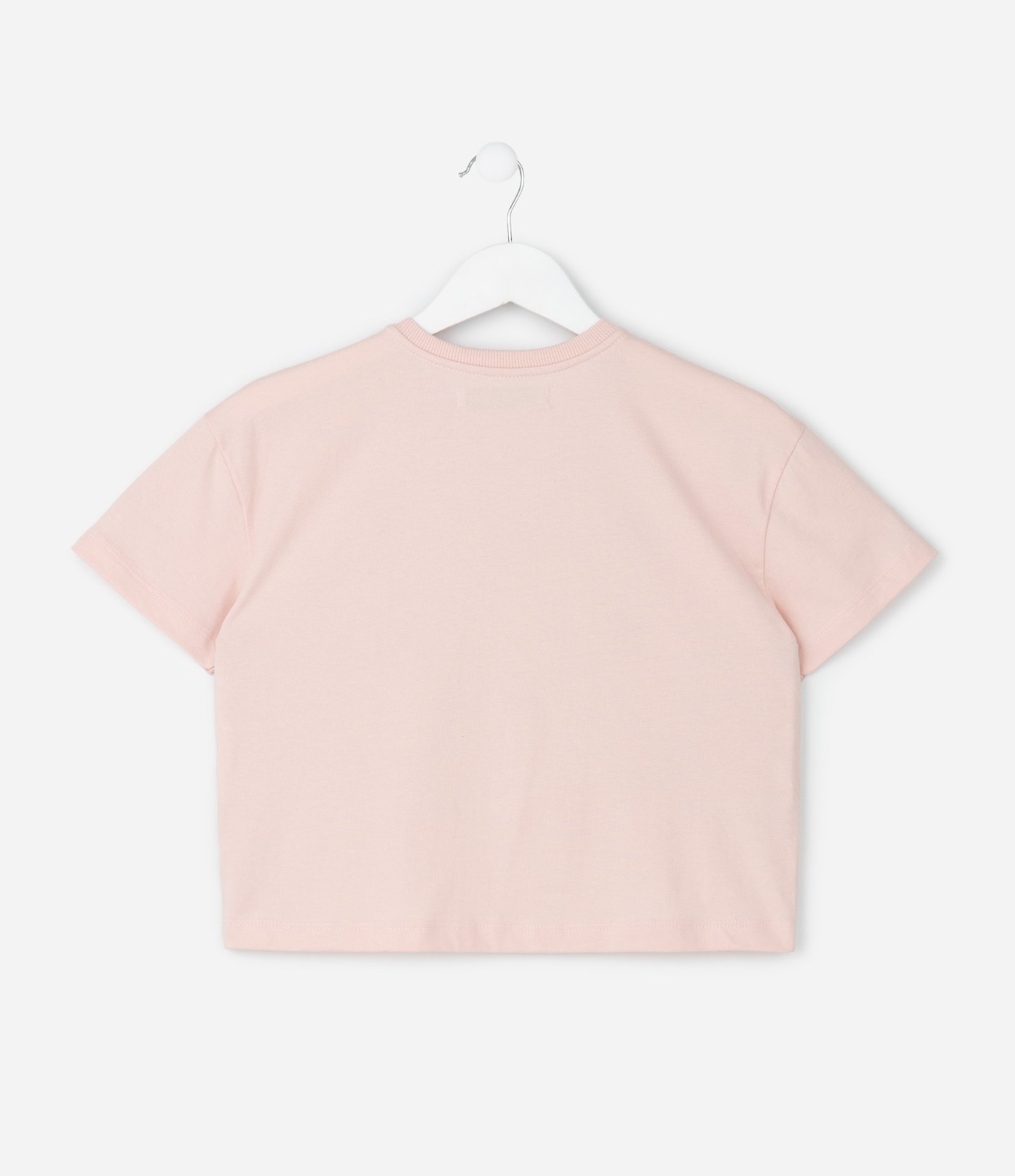 Camiseta Infantil Boxy com Bordados de Cerejas – Tam 5 a 14 Anos Rosa Claro 3
