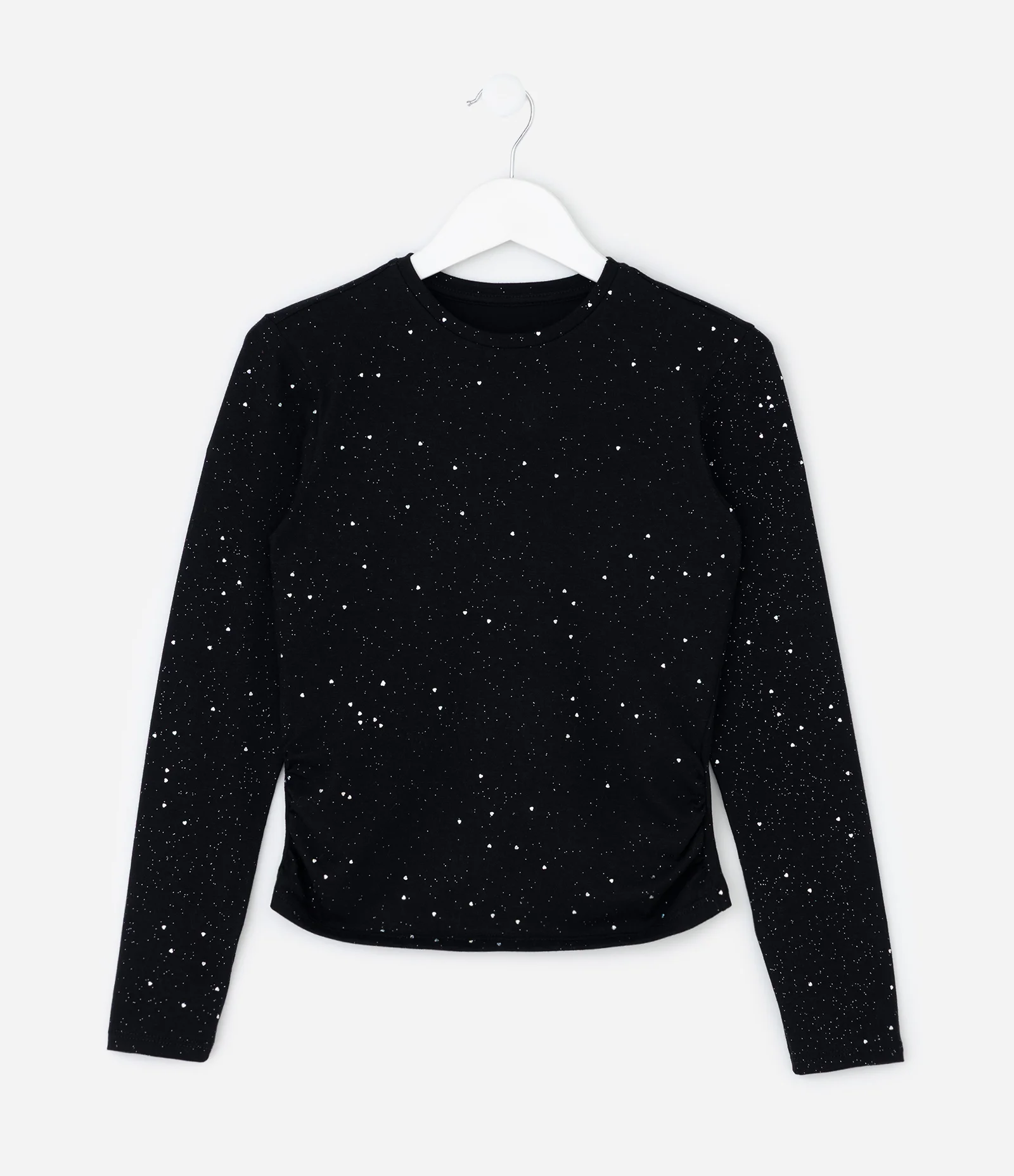 Blusa Infantil Baby Tee com Brilhos e Franzido – Tam 5 a 14 Anos Preto 1