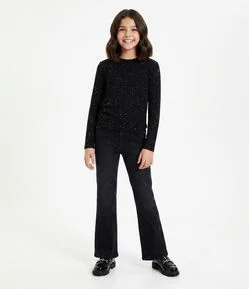 Blusa Infantil Baby Tee com Brilhos e Franzido – Tam 5 a 14 Anos