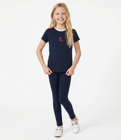 Camiseta Infantil com Bordado de Cereja – Tam 5 a 14 Anos