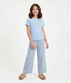 Camiseta Infantil com Bordado de Coração – Tam 5 a 14 Anos