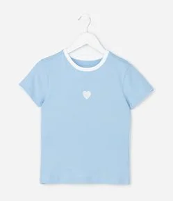 Camiseta Infantil com Bordado de Coração – Tam 5 a 14 Anos