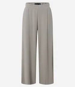 Calça Wide Leg em Interlock com Cós Elástico