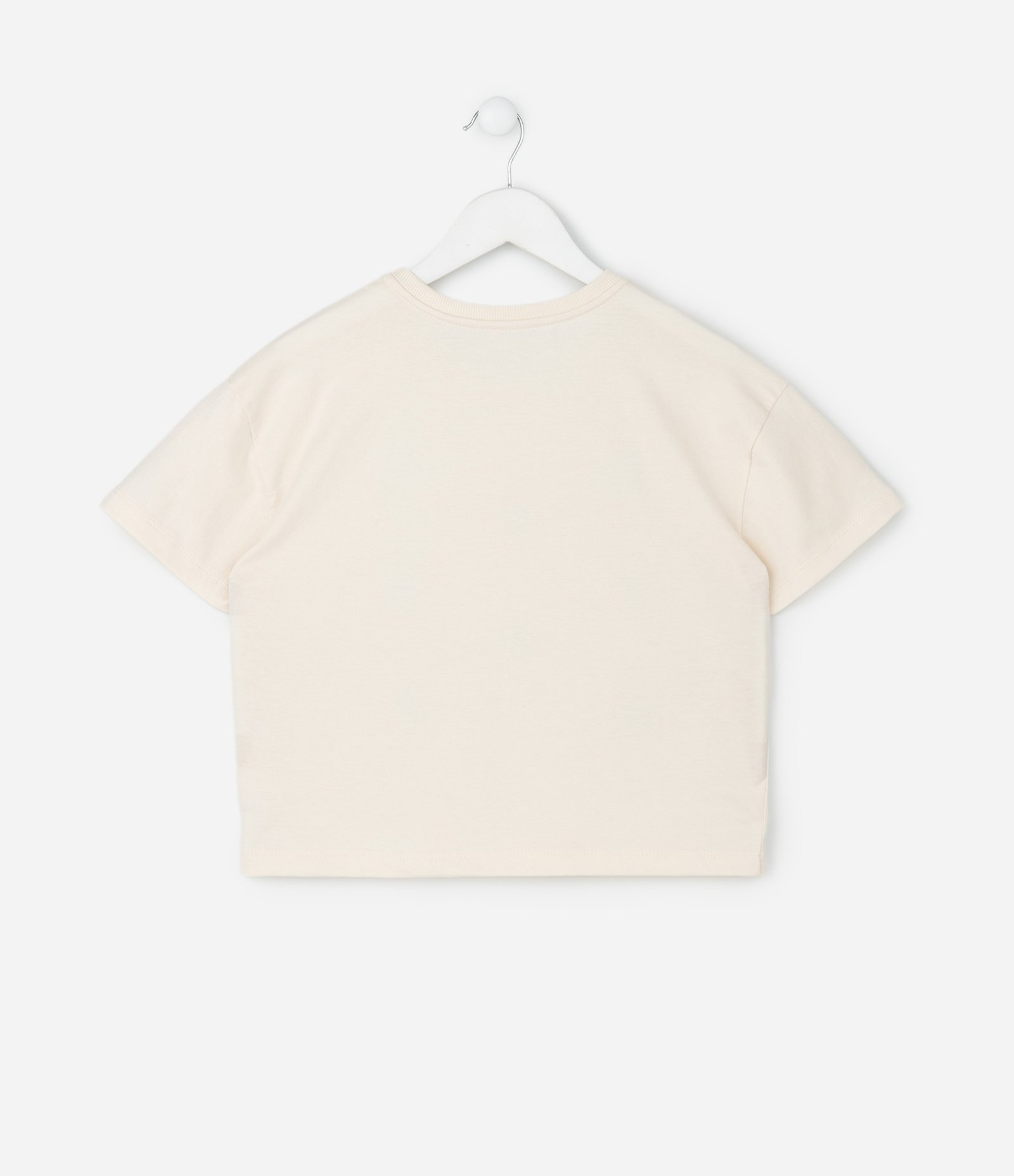 Camiseta Infantil Boxy com Bordado Laços – Tam 5 a 14 Anos Off White 3