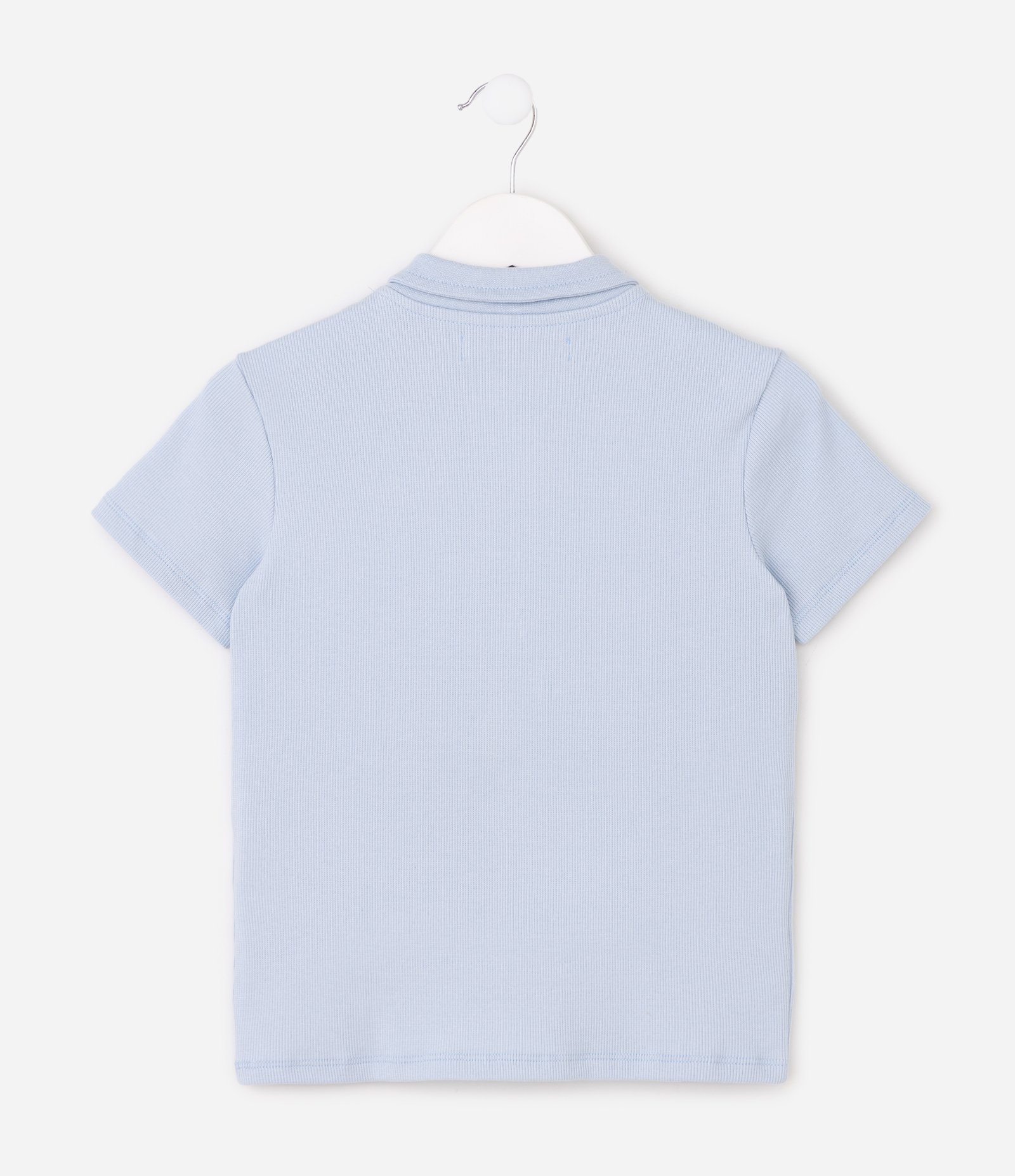 Blusa Infantil Baby Look com Gola Polo – Tam 5 a 16 Anos Azul Bebê 2