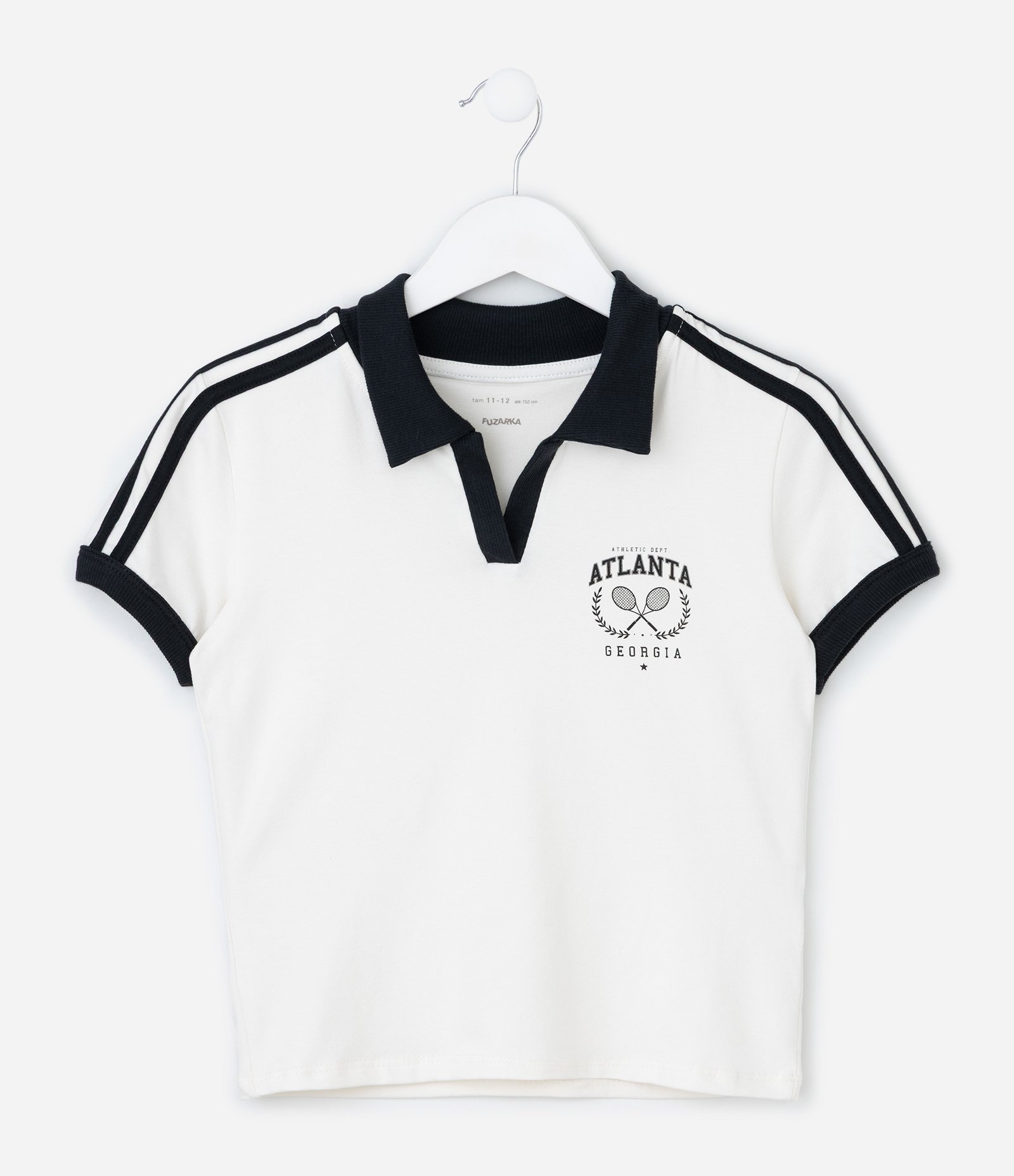 Blusa Infantil College com Listras Laterais – Tam 5 a 14 Anos Branco 2