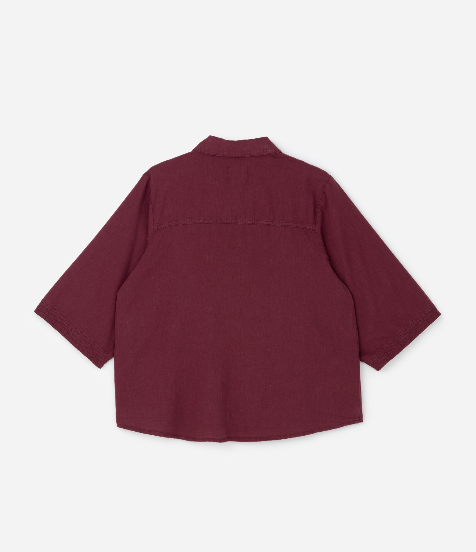 Camisa em Sarja Leve com Pespontos e Barra Larga Curve & Plus Size Bordô 2