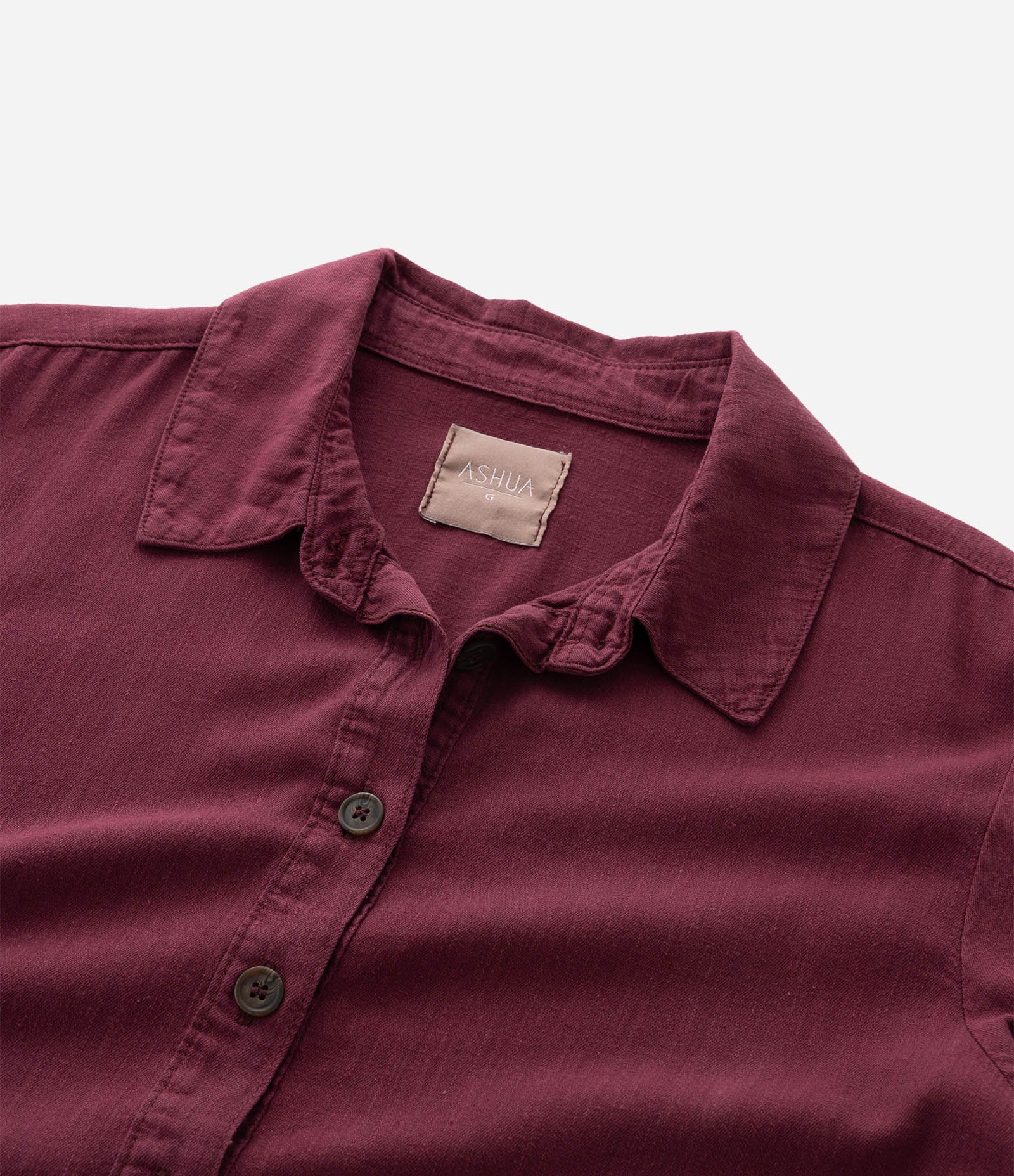 Camisa em Sarja Leve com Pespontos e Barra Larga Curve & Plus Size Bordô 5