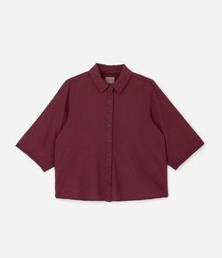 Camisa em Sarja Leve com Pespontos e Barra Larga Curve & Plus Size