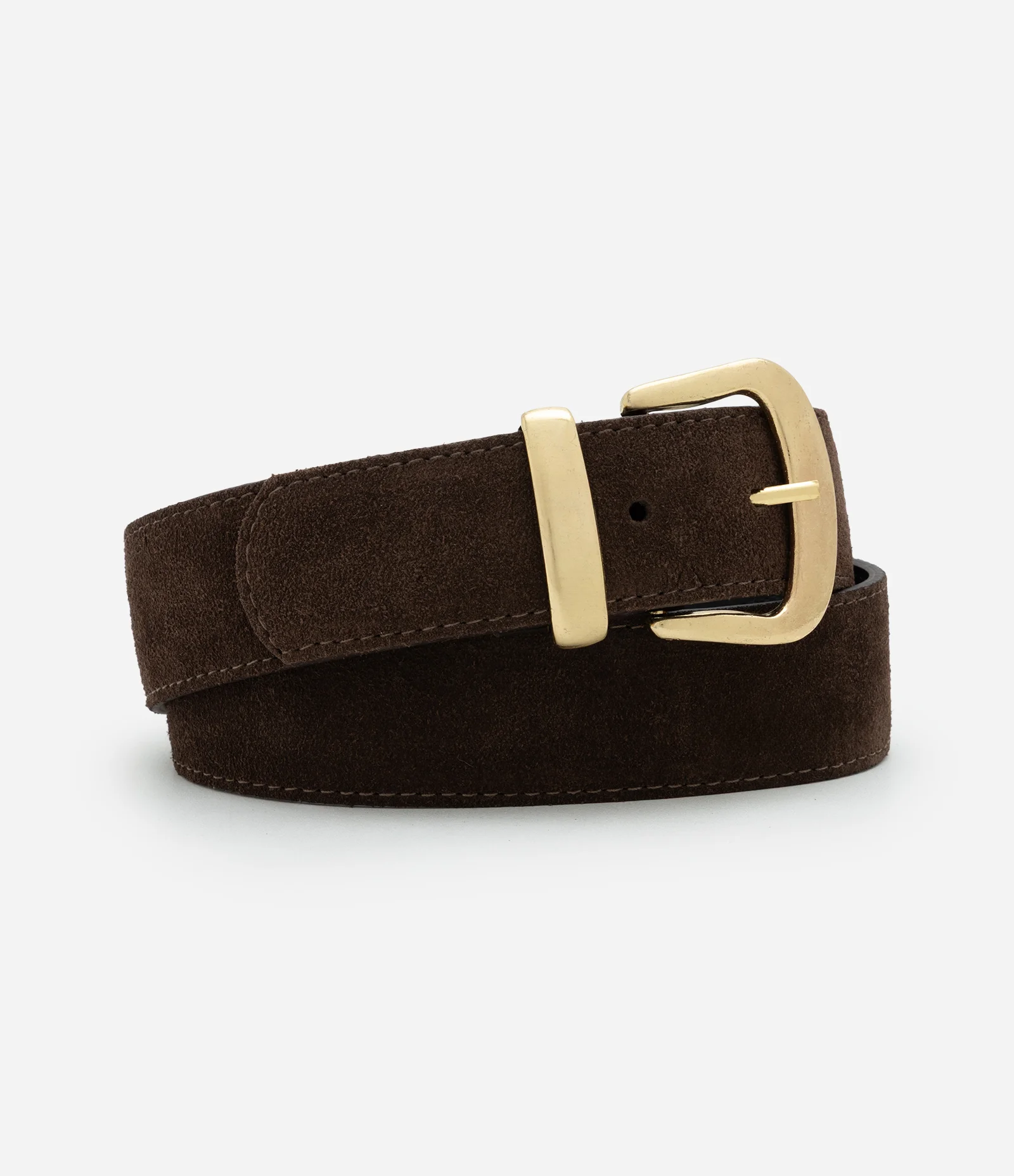 Cinto Estruturado em Couro com Fivela Metálica Marrom 1